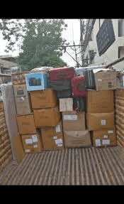 Packed household goods ready for transportation